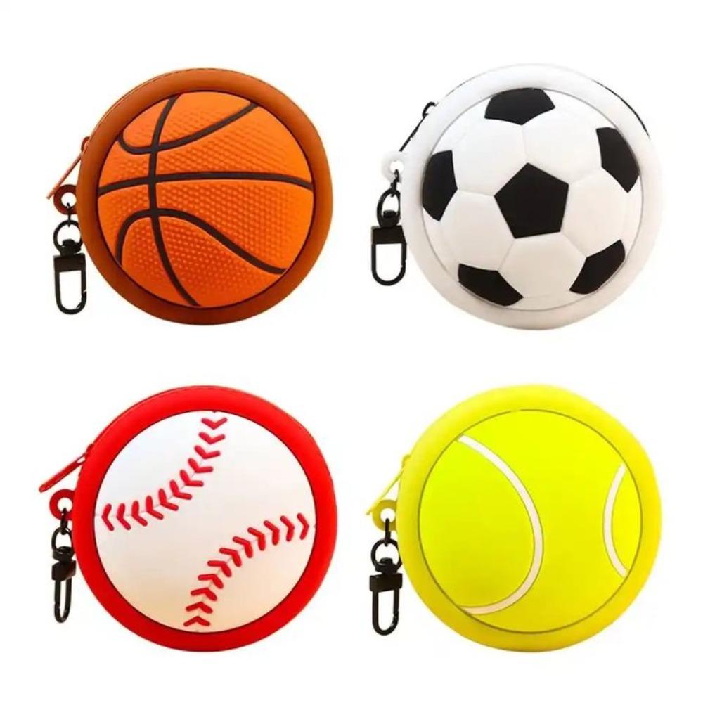 Tennis Basketball Purse Bag Soccer Silicone Earphone Bag Sports Series Coin Purse Wallet  Travel