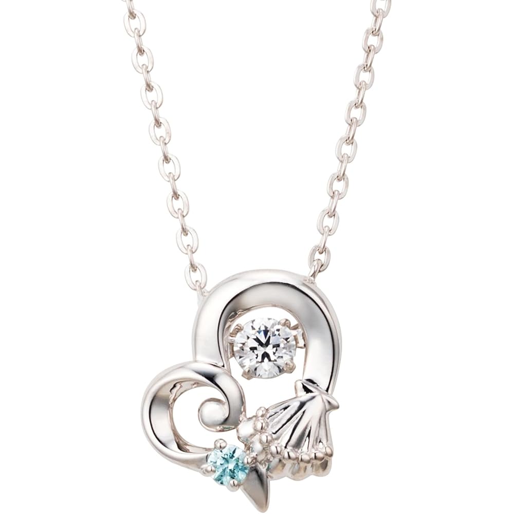 [White Clover] The Little Mermaid Ariel Dancing Stone Necklace Disney Princess 925 Silver Cubic Z...