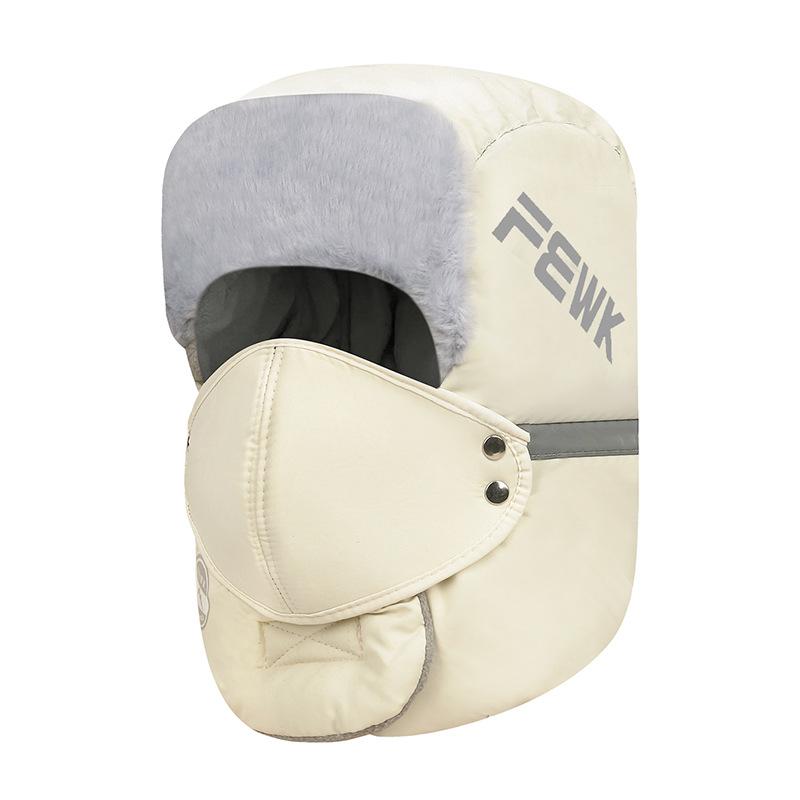 

Зимовий світловідбиваючий оксамитовий товстий кепі-бомбер Захист від холоду Теплий вітрозахисний шарф-маска Інтегрована кепка для комутерів бежевий