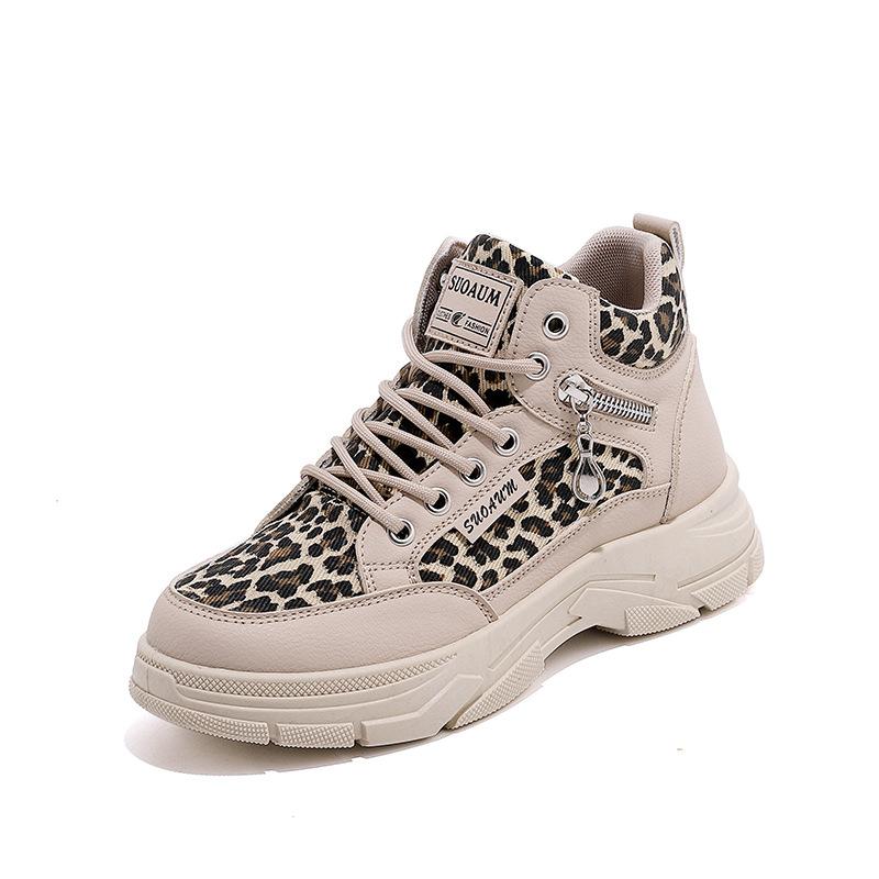 Spring and Autumn Trend Leopard Print Platform Casual Skateboard Shoes Women 2025 New Fashion Versatile Outdoor Trend Shoes Women Z010
