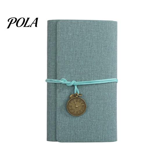 Strap Closure Notebook A6 Faux Leather Journal Notebook, 6 Ring Loose Leaf Binder with Retro Clock Smooth Writing Pendant, 7 Inch Personal Planner for
