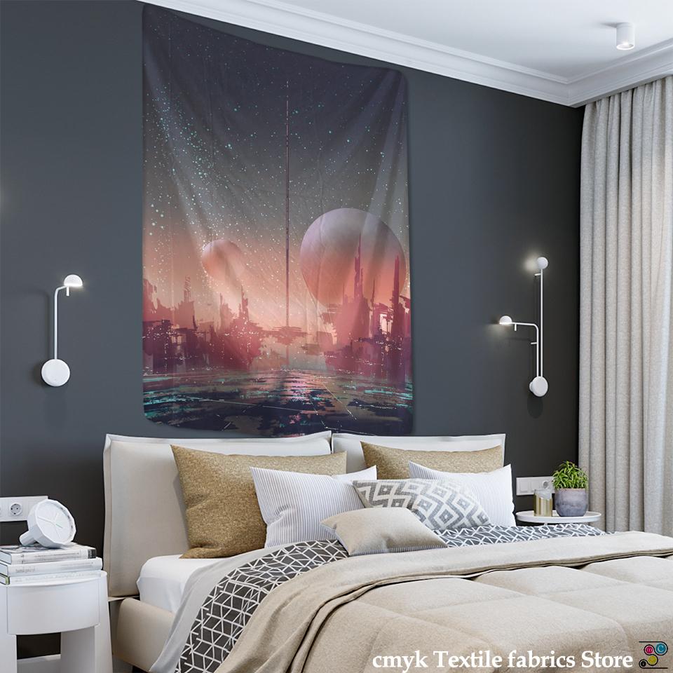 Science Fiction Oil Painting Tapestry Wall Hanging Bohemian Cartoon Hippie Psychedelic Carpet Art Room Home Decor