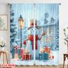 2pcs,2D plane printing Pattern Curtains Charming Winter Wonderland Versatile Durable Polyester (without rod) Decorations For