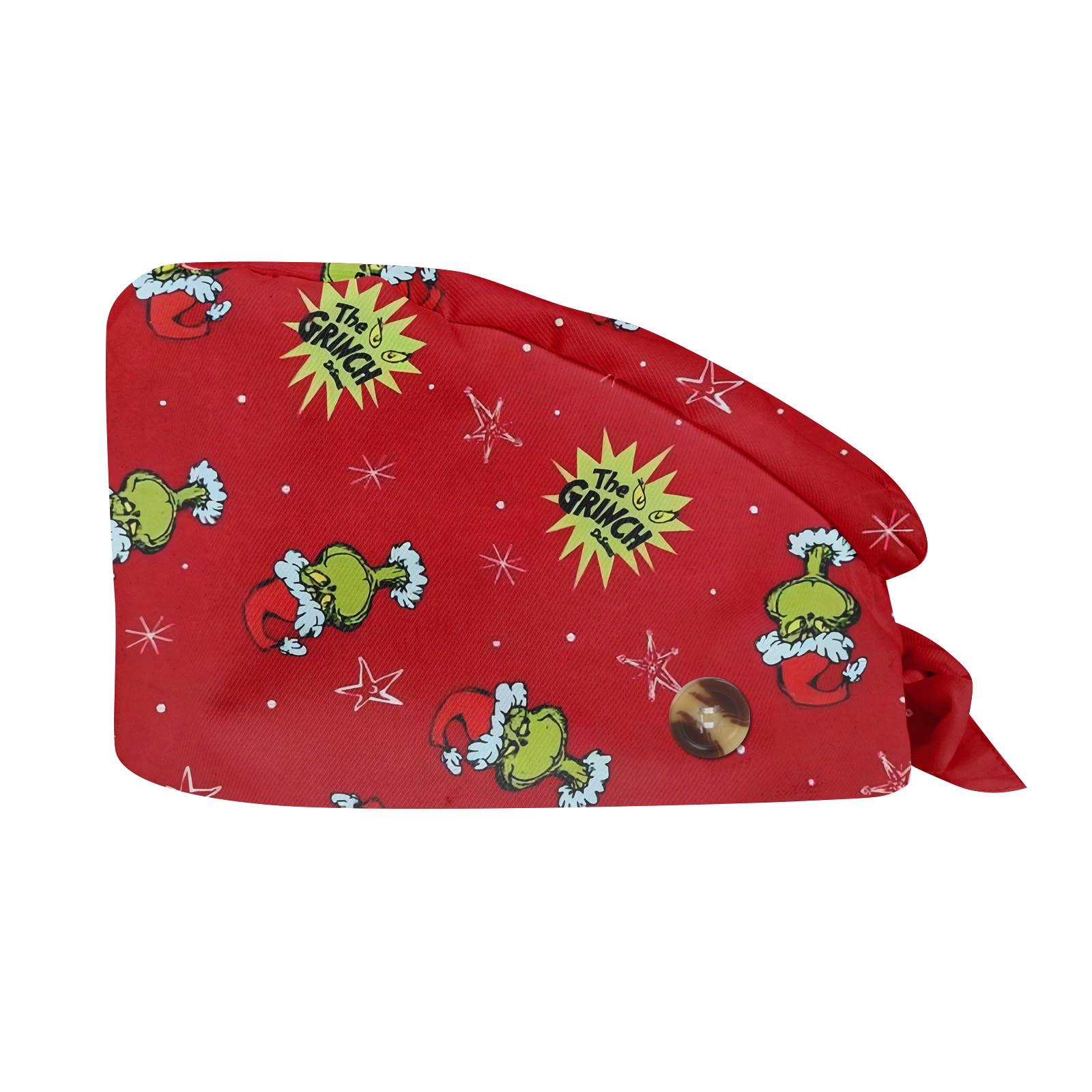Fashion Christmas Print Work Hat Casual Wash Hat Bag Cap One Size красный