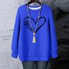 Ladies' Christmas Printed Round Neck Long Sleeved T-shirt Sweatshirt Top