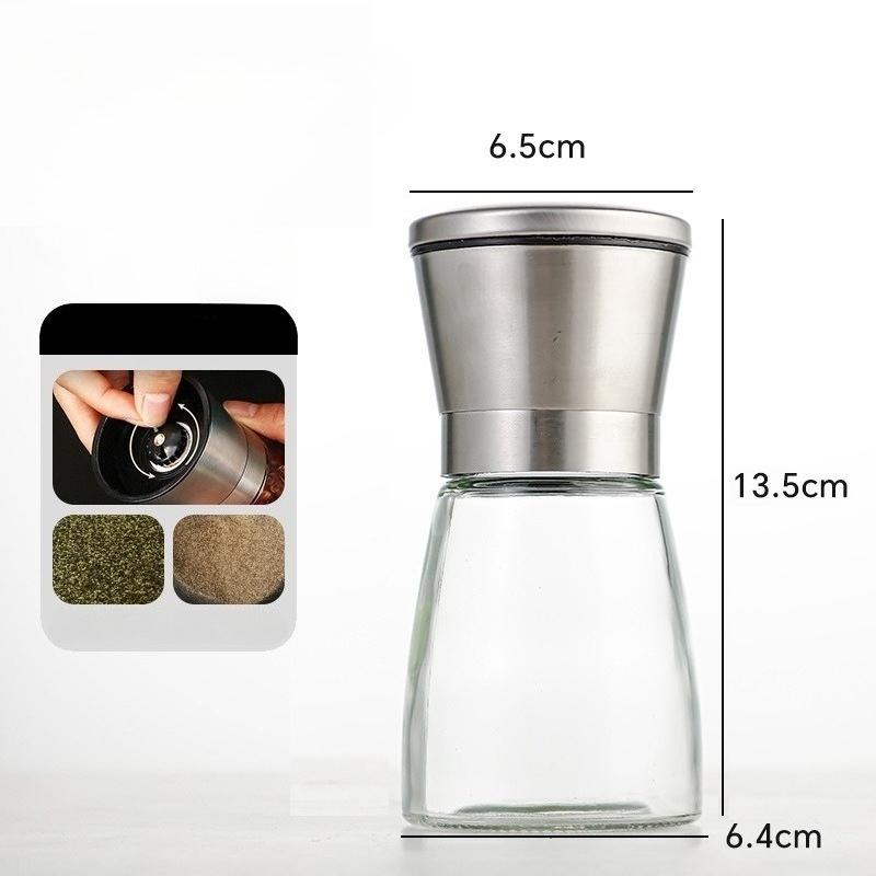 

Stainless Steel Manual Grinding Bottle Household Glass Seasoning Bottle Pepper Grinder Kitchen Seasoning Bottle Spice Grinder
