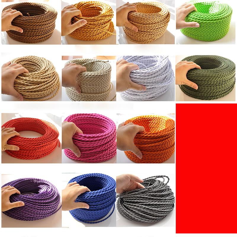 0,75 mm * 2-adriges elektrisches Kupferkabel, Vintage-Gewebekabel, gedrehtes Textilkabel, 2-adriges Textilkabel, Pendelleuchtenkabel, Edison-Beleuchtung