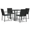 vidaXL 5 Pcs. Garden Dining Set with Cushions Poly Rattan and Steel