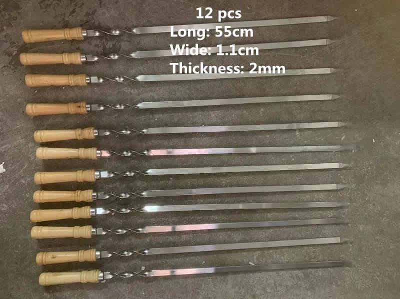 10 Stück lange dicke 40 50 60 cm Holzgriff BBQ-Nadel Fleischspieß BBQ-Grills Grillspieße Grillwerkzeuge Kebab-Spieße Werkzeuge
