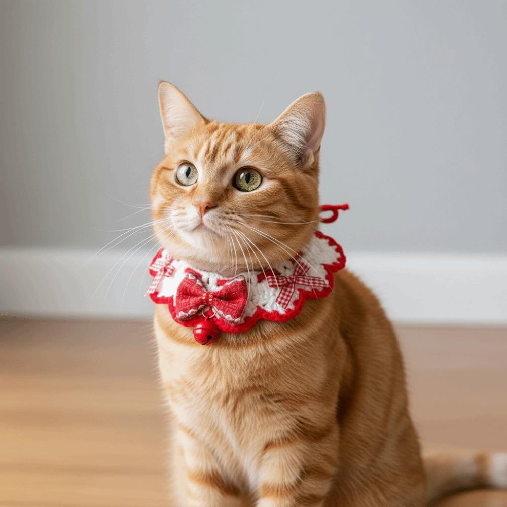 Chinese New Year Cartoon Chinese Style Pet Scarf Funny Handmade Cat Knitted Scarf Red Adjustable Puppy Collar Winter