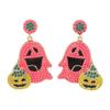 Kawaii Cute Ghost Earrings Irregular Halloween Party Jewelry Cool Ghost Pumpkin Earrings  Lady