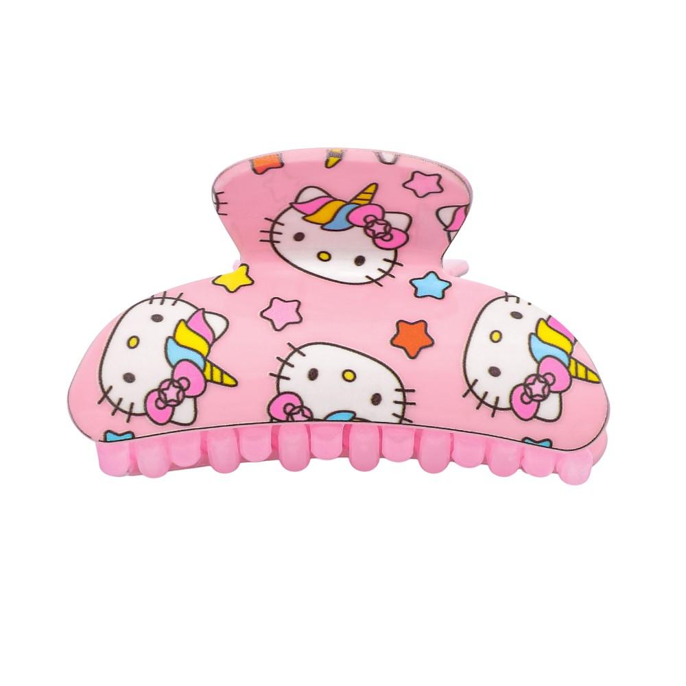 

Adorable Fashionable Cartoon Pink Cat Print Hair Claw Clip Stylish Versatile Hair Accessory for Enhanced Hairdo Decoration