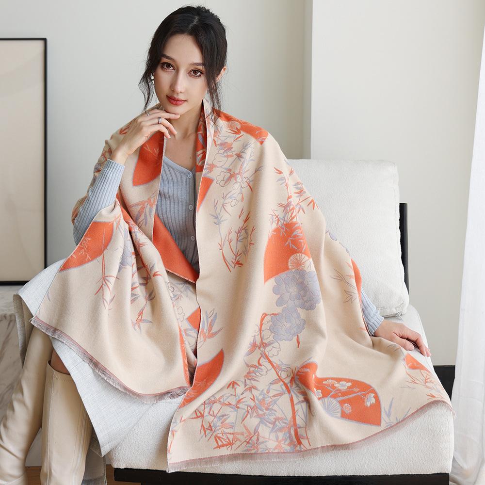 Double Sided Scarf For Women, Autumn And Winter Long Style, Suitable For Both Wearing And Wearing Cloaks, With A Thick Imitation Cashmere Shawl