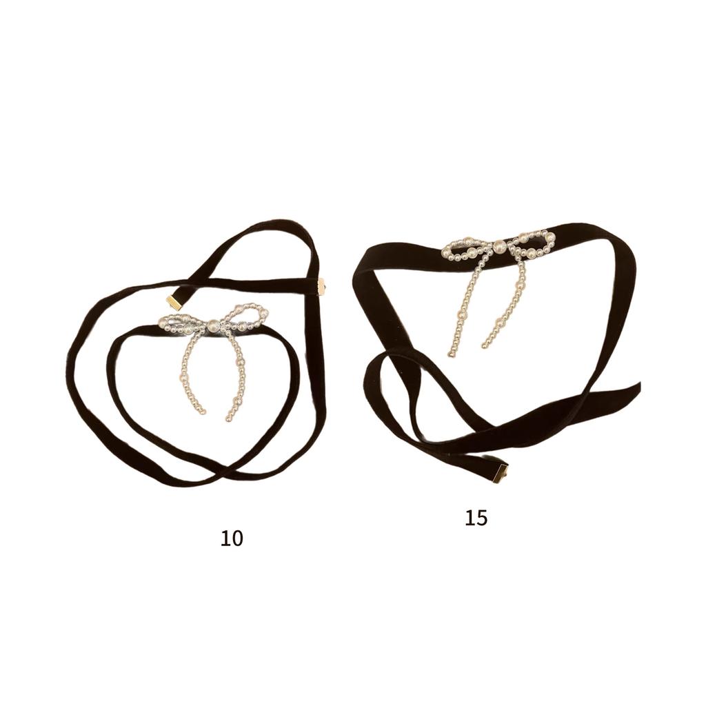 White Pearls Bowknot Gothic Velvets Rope Collar Necklace Vintage Temperament Choker Punk Clavicle Chain Gift for Women