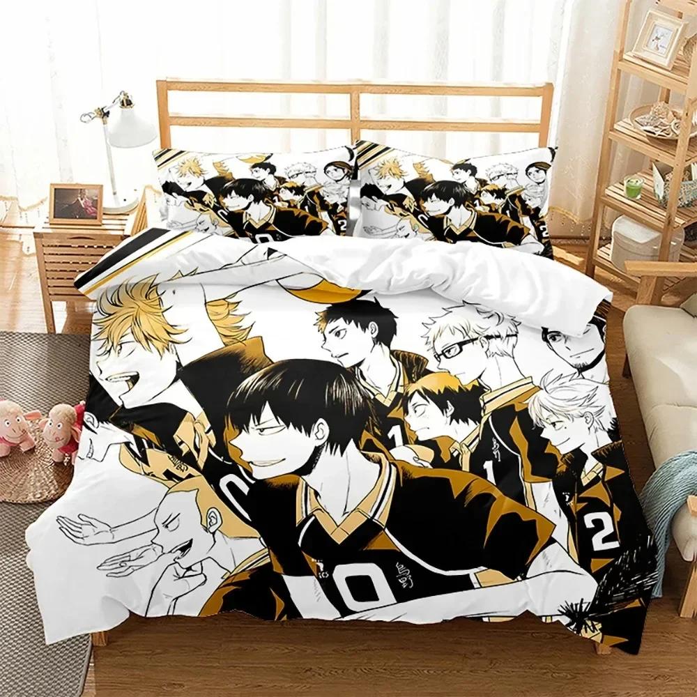 Anime Haikyuu Volleyball Bedding Set Duvet Cover Sheet Printed Bed Set Pillowcase Bed Full Queen King Size Comforter Bedroom