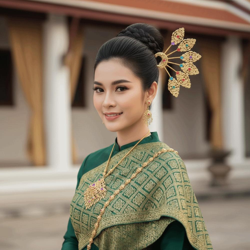 Rhinestone Thai Metal Leaves Hairpin Gold Ethnic Style Hair Accessories U-shaped Hair Fork  Daily