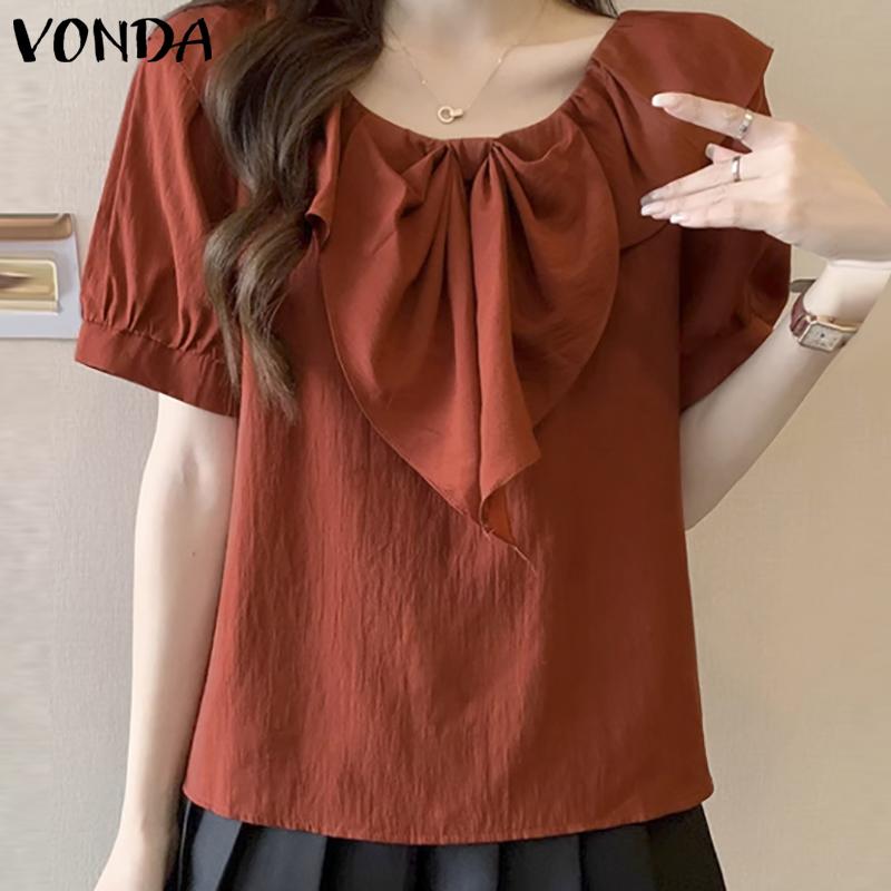 

VONDA с ​​коротким рукавом и круглым вырезом женские летние повседневные свободные топы