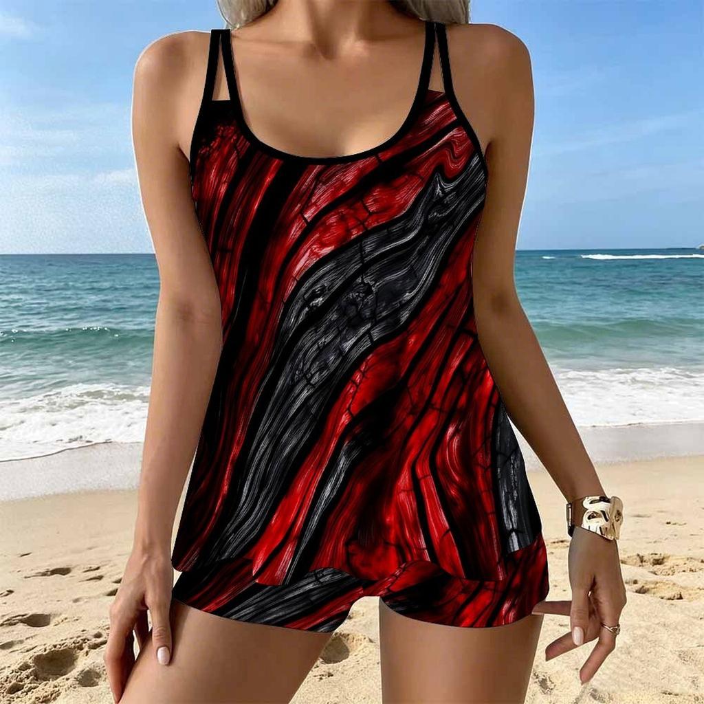 Women's Swimwear Tankini 2 Piece Swimsuit Colorful Flow  Pattern Vacation Bathing Suits