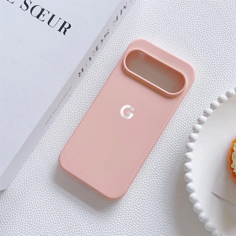 Flytende silikon ensfarget mykt telefondeksel for Google Pixel 10 9 Pro XL 9 8 7 6 A Trådløs lader Støtsikker Beskytt Bakdeksel