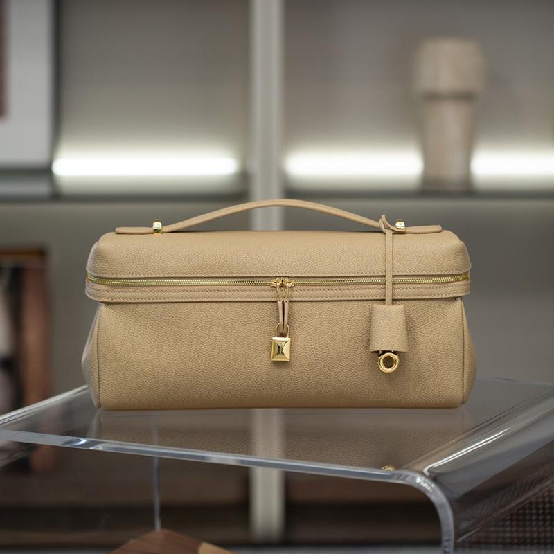 Cross-border 26 new calfskin lunch box bag old money wind leather hand carry handbag large capacity shoulder messenger bag women