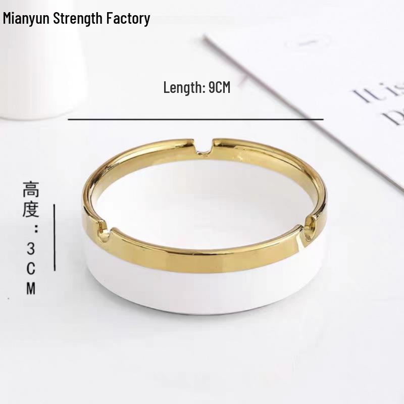 Elegant Ceramic Ashtray with Gold Trim for Hotels, Bars, Restaurants