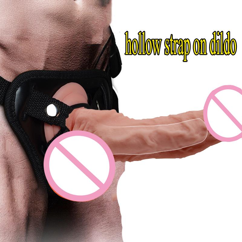 Super měkký dutý pásek na dildu Realistický pásek na postroji Přísavka Dildo Penis Umělé unisex sexuální hračky pro ženy Muži