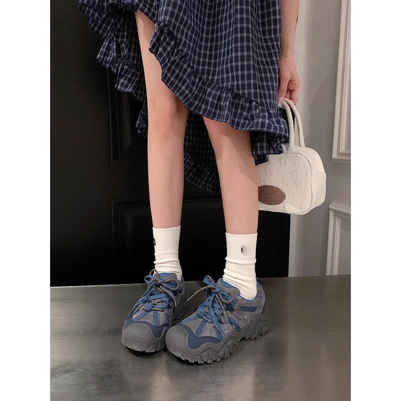 Ugly cute retro contrasting color splicing dad shoes women's 2025 new thick-soled outdoor hiking mesh casual sports shoes