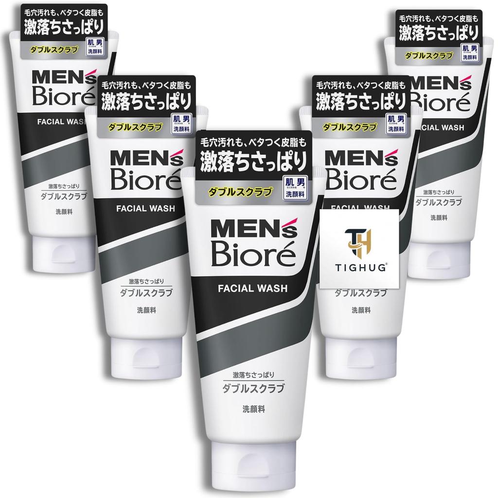 Biore Double Scrub Face Wash 130g x 5 pieces with original sticker Men's