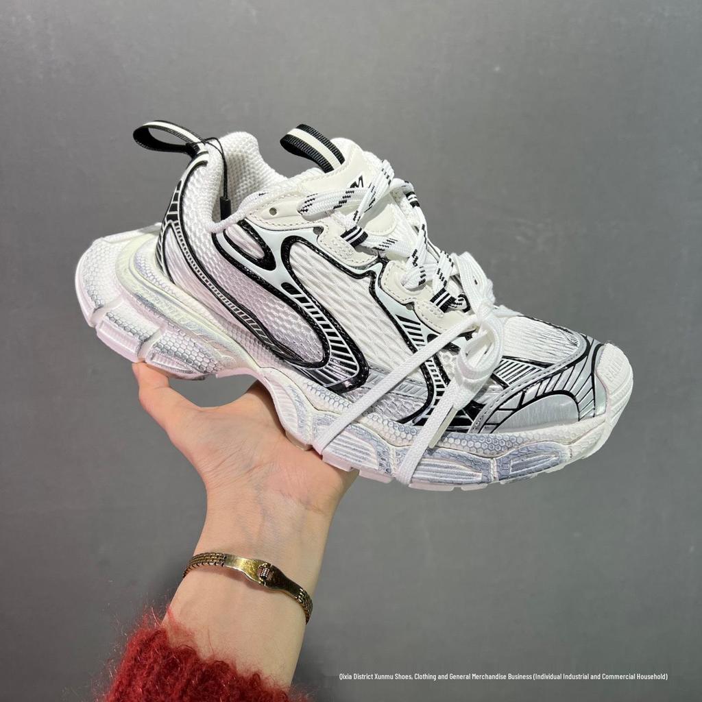 Men's Black Distressed Style 3XL Thick-Soled Casual Sports Dad Shoes with Height Boost