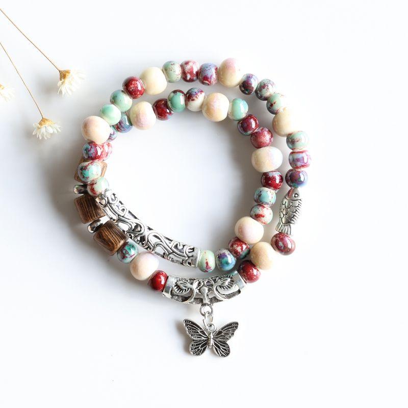 

Новый китайский керамический браслет Цзиндэчжэнь, фарфоровые бусины-розы, браслет из бусин, двойной браслет в китайском древнем стиле, оригинальные свежие студенческие украшения Drunken Princess [Butterfly]]