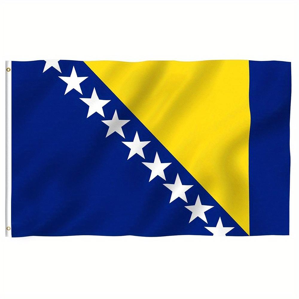 

90 * 150см(3*5 футов) Флаг Боснии и Герцеговины Полиэстеровый флаг-баннер с двумя металлическими люверсами Устойчивый к выцветанию Яркие цвета 90*150cm(3*5Ft)