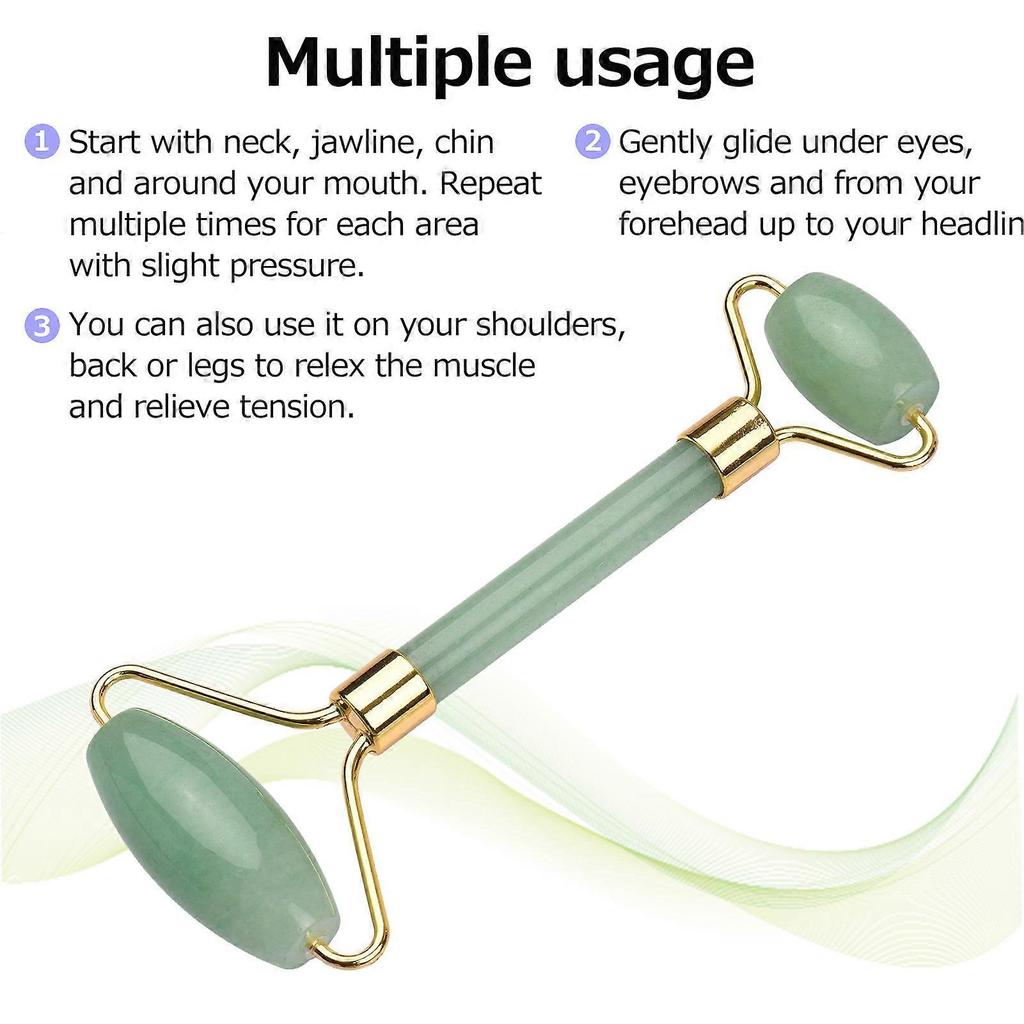 Scraping Plate Natural Jade Set Heart Shaped Crystal Double End Roller Facial Massage For Soothing Face Neck Body Muscles Fine Lines and Wrinkles