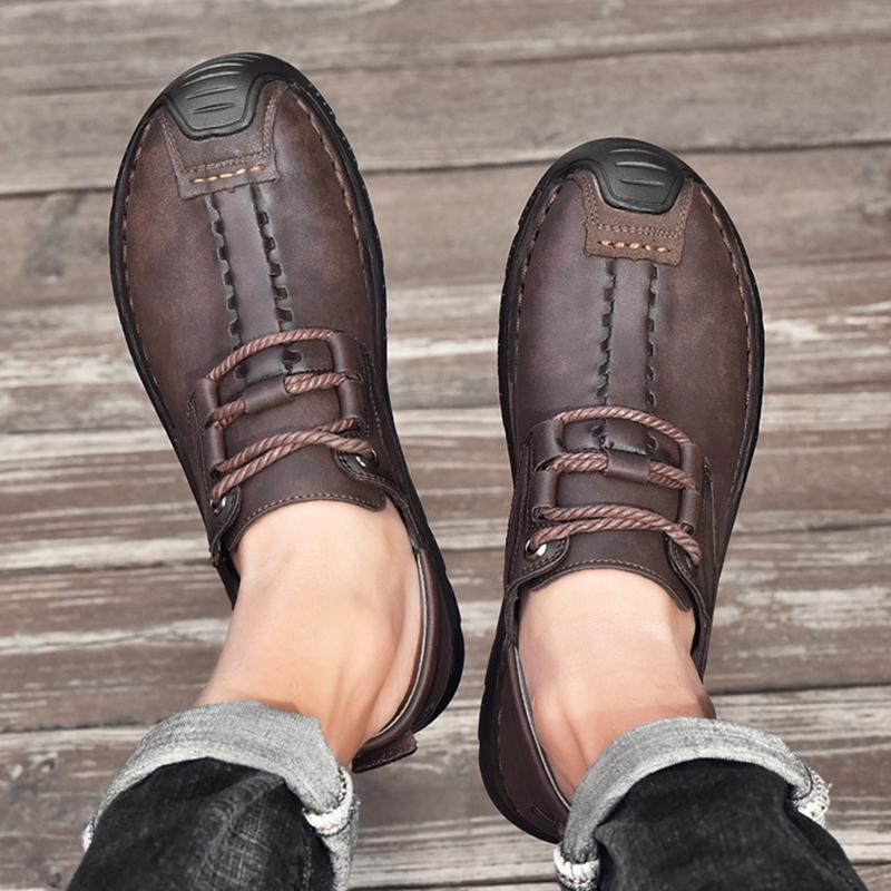 38-48 Large Size Leather Shoes Men's Microfiber Leather Soft Bottom Winter Men's Shoes Business Casual Leather Shoes