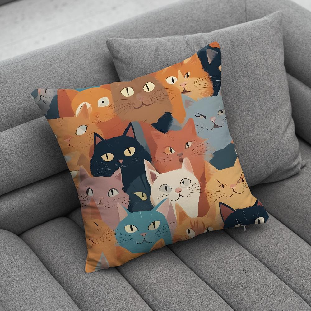 Cute Cat Print Pillow Case Soft Cushion Cases for Farmhouse Sofa Decor Home Decorations and Protector