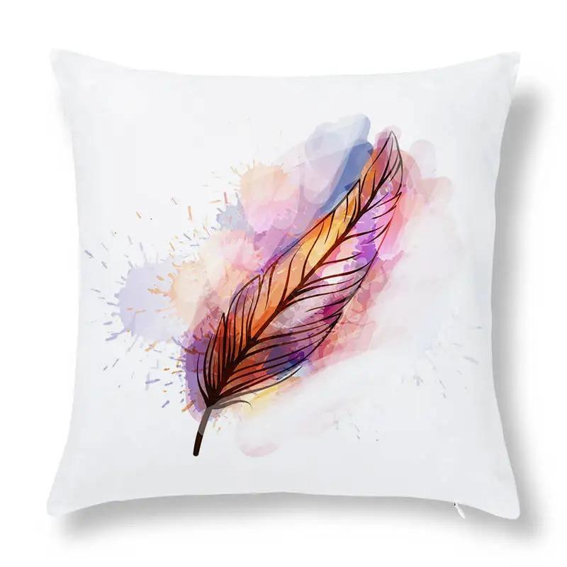 

Просто роскошная подушка для украшения дома, простая наволочка, узор из разноцветных перьев, украшение для офиса 60x60cm