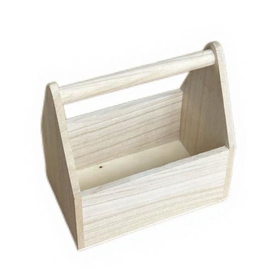 Scatola portaoggetti con manico, grande capacità, design aperto e portatile, texture legno, organizer durevole, per scrivania e souvenir