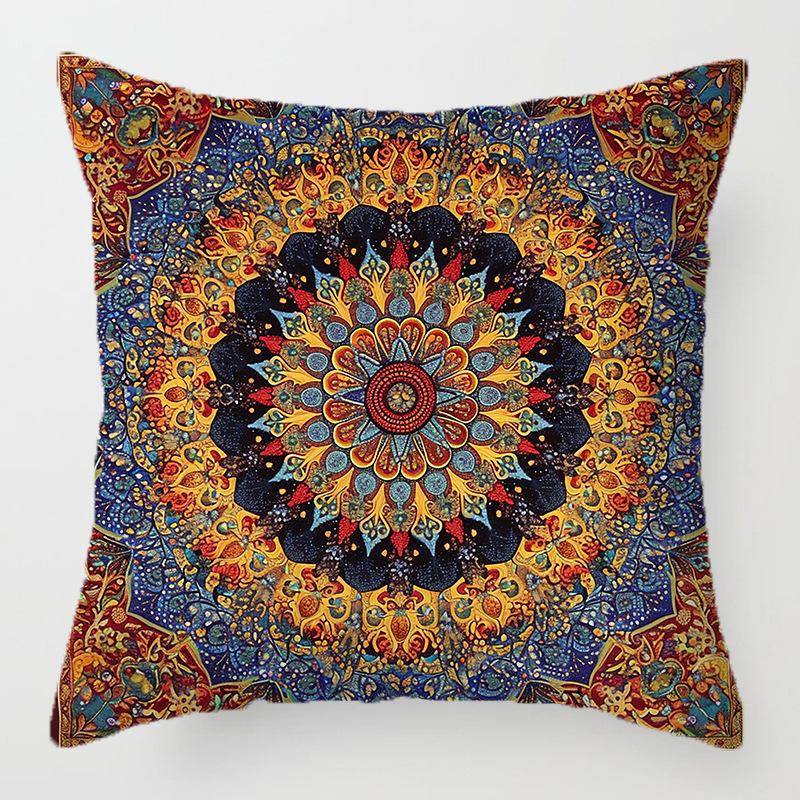 Home Decor Colorful Mandala Patterned Digital Print Pillowcases Pattern Cushion Cover Suitable for Sofa Bedroom Car Pillow Cover