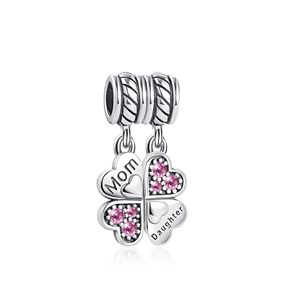Fit Original Charms Bracelet 925 Silver Plated Pendant Pink Series Heart Flower Spring Butterfly Bead Women DIY Jewelry Making