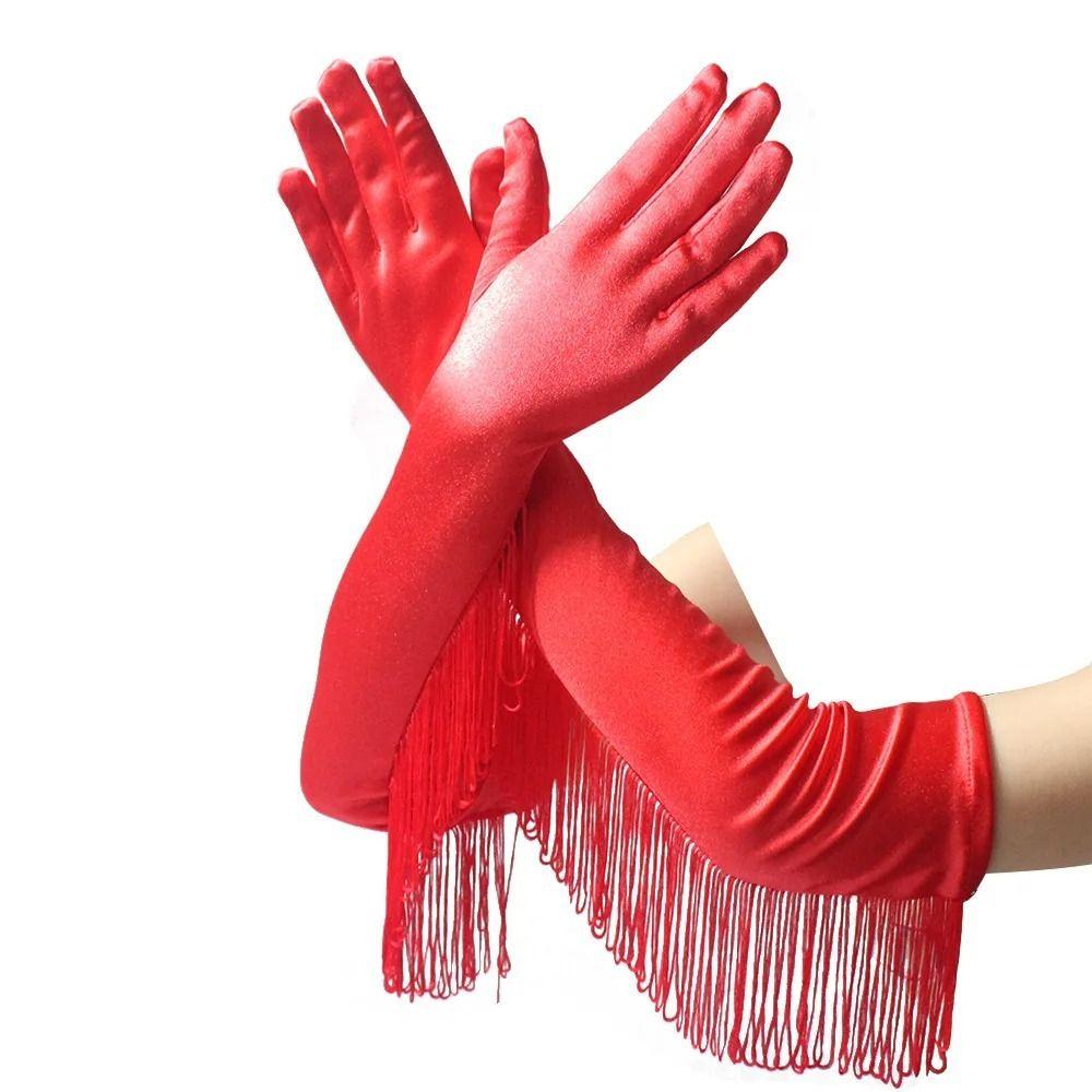 Stretch Fringe Fingerless Gloves Vintage Women Long Gloves New Long Tassel Gloves