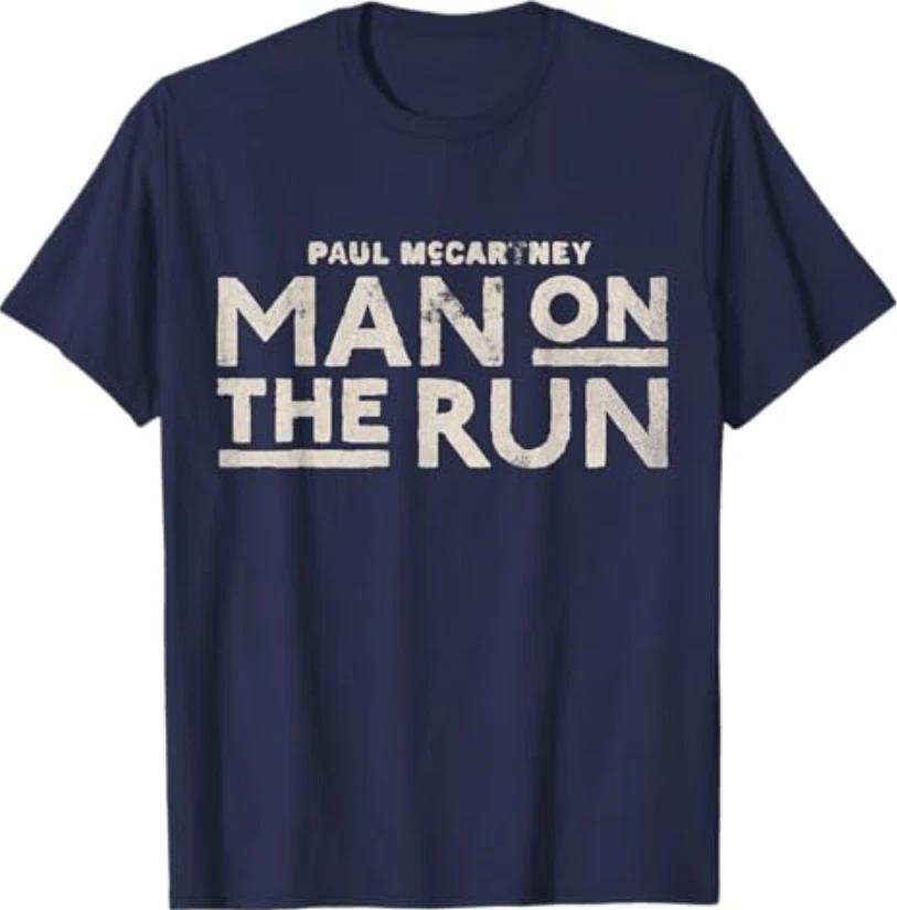 Official Paul McCartney Man On The Run Text T-Shirt XL