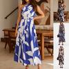 2026 European and American Summer New Printed Diagonal Shoulder Belt Long Dress Women's Big Pendulum Long Dress