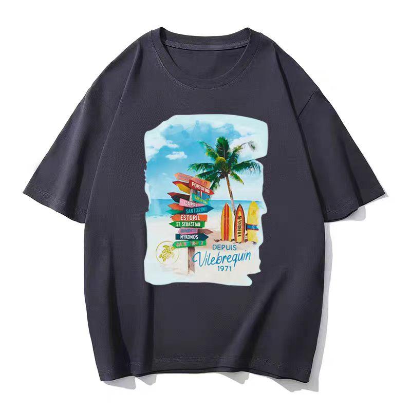 

Французская морская черепаха Vilebrequin Футболка с коротким рукавом и принтом, мужская, модный бренд, с круглым вырезом, парная 4XL