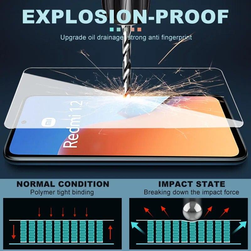 3Pcs Safety Tempered Glass For Xiaomi Redmi 12 12C A1 A2 Plus Screen Protector Note 11T 11R 12R 11SE 11E Pro Protective Film