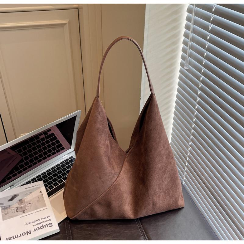 Semsket skinnveske dame stor kapasitet ny høst og vinter avslappet retro skulderveske mor og barn-veske tote bag