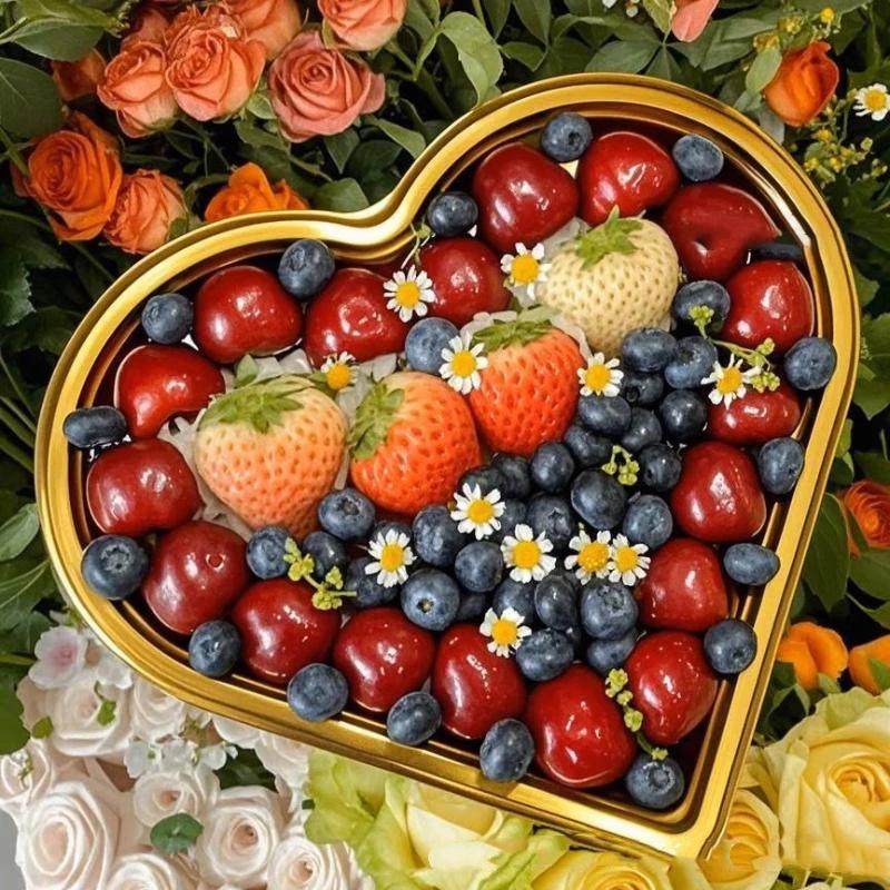 10Pcs Heart-Shaped Serving Trays With Transparent Lids Reusable Pet Snack Fruits Sushi Cheese Salads Desserts Packaging Boxes