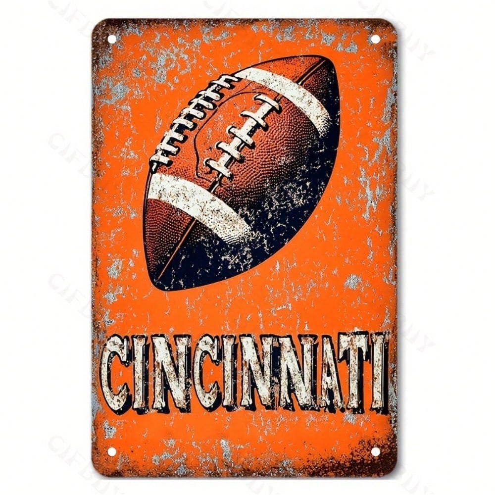Vintage Cincinnati Football Tin Sign 8x12 Inch Retro Metal Wall Art Pub Decor
