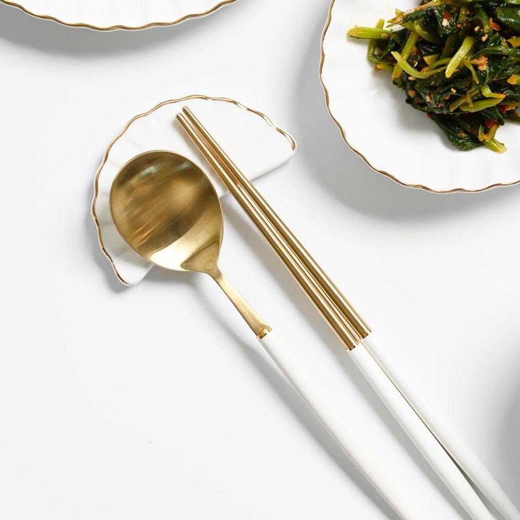 Goldrimshell Ceramic Spoon Rest