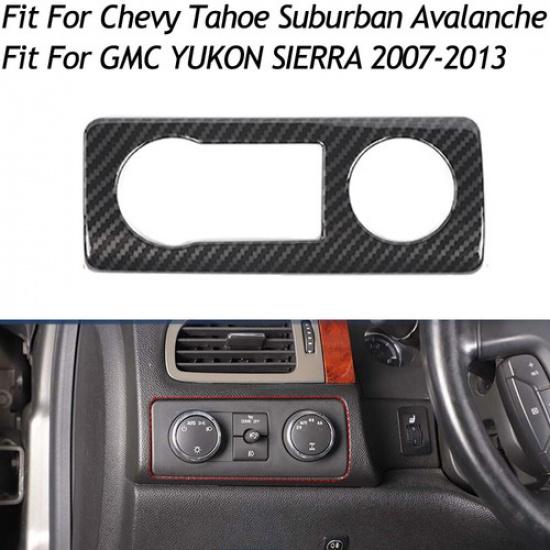 Carbon Headlight Switch Trim For Chevy Suburban Tahoe SIERRA 2007-13 Accessories