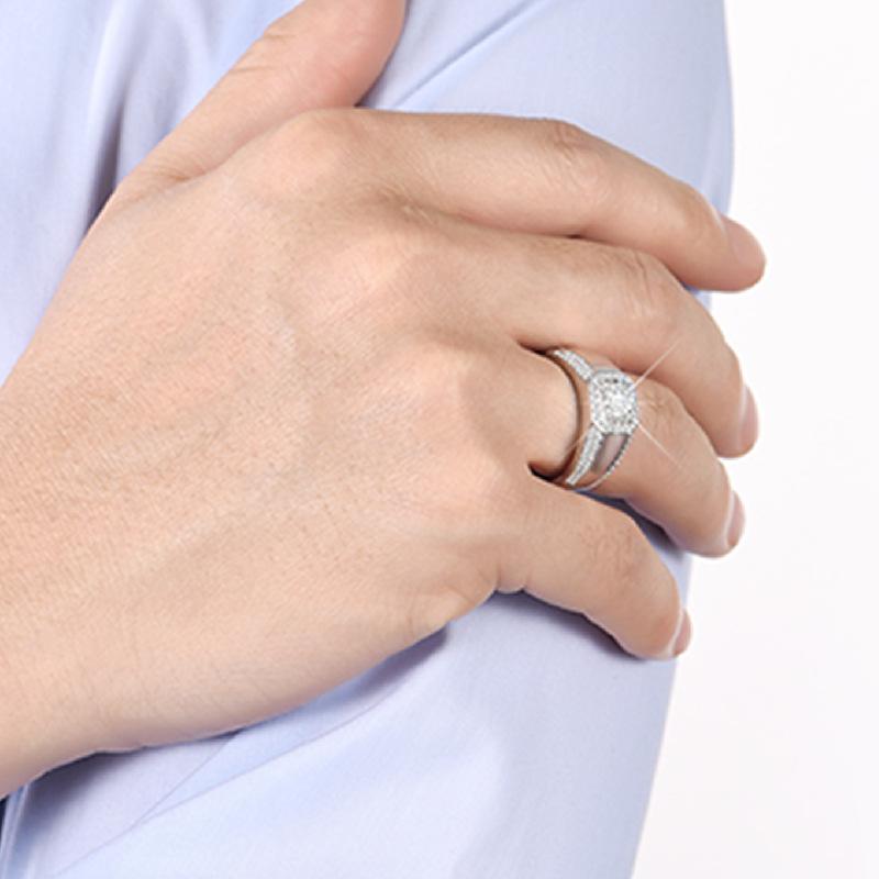 Ring, Smart, Vast and Bright Ring for Men, Pt Platinum Plated Imitation Moissanite Ring, Men's Ring, Men's Trendy 2 Carat