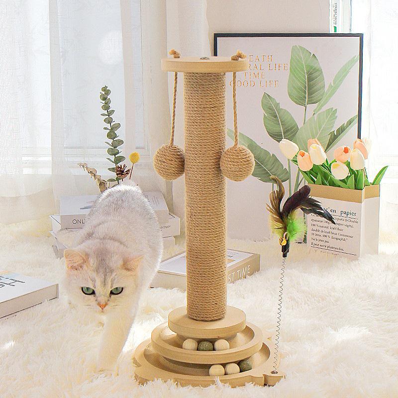 Sisal Cat Scratching Post: No Shedding, Vertical Board for Claw Sharpening and Cat Play.